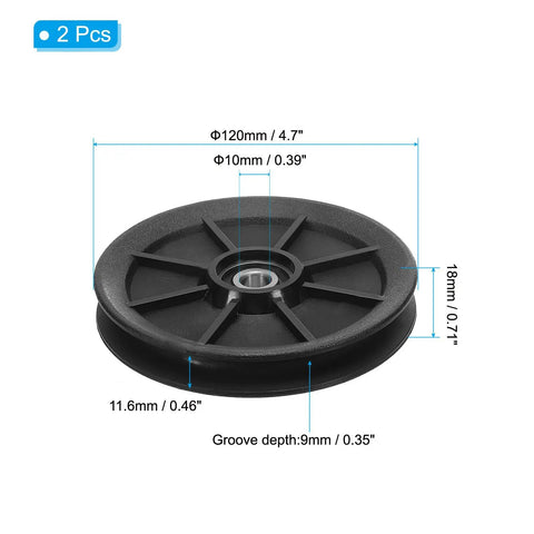 Premium Nylon Bearing Pulley Wheels 120 mm For Cable Machines And Home Gyms, 2 pieces, 120mm diameter, nylon, smooth operation.