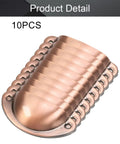 Top Shelf Iron Cup Pulls Vintage Rustic Kitchen Cabinet Drawer Handles Brushed Red Copper Finish set of ten pieces displayed.
