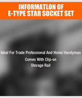 Image promoting 11 Piece E Torx Socket Set External Star Sockets E4 Through E20 With Rail For Easy Storage, ideal for professionals.