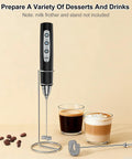 Handheld Rechargeable Milk Frother Whisk Rods Set 2 Pcs Spring Foam Accessories For Quick Creamy Froth Pro Style At Home Latte Frother Upgrade Silver next to coffee drinks.