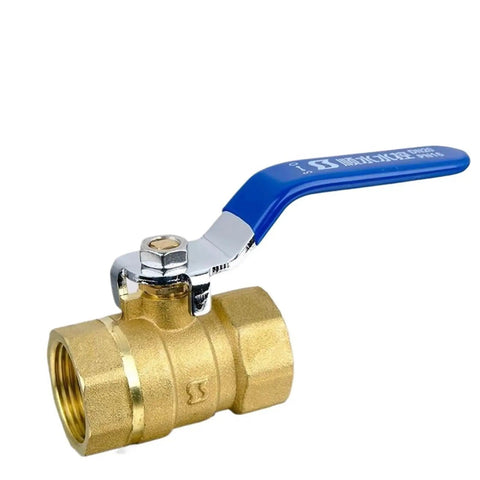 Heavy Hitter Brass Bsp Thread Ball Valve With Lever Handle Leakproof Copper Plumbing Tap Fitting, showcasing brass body and blue lever.