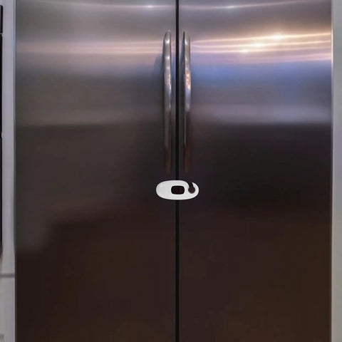 Kidproof Cabinet And Fridge Locks With Double Button Design on stainless steel fridge doors