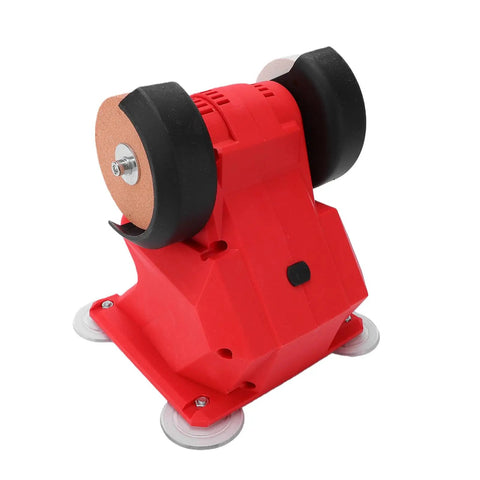 No Nonsense Cordless Bench Grinder Packing 5500 RPM And 70mm Dual Wheels, compact red bench grinder with dual wheels.