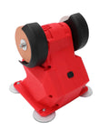 No Nonsense Cordless Bench Grinder Packing 5500 RPM And 70mm Dual Wheels, red compact bench grinder with dual wheels.