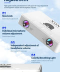 P10 USB Audio Interface For Live Streaming And Podcasting featuring volume adjustment knobs and colorful breathing light