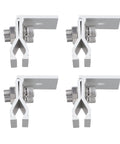 Beefy Aluminum Solar Mounting Clamps 4 Pack Fully Pre Assembled With Stainless Steel Screws And Washers Heavy Duty Roof Racking Hardware showing metal clamps for solar panel installation.