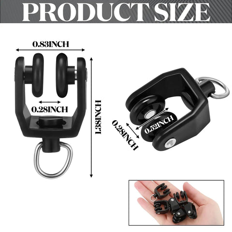 Top Shelf 50 Pack Black Curtain Track Rollers Bulk Flexible Glide Wheels Effortless Sliding Replacement Gliders Fit Curtain Rods Up To 11mm Wide size and dimensions showing black plastic roller details.