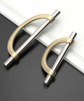 10 Pack Brushed Satin Nickel And Gold Cabinet Pulls With 5 Inch Hole Centers Prime Kitchen Drawer Handles and Cupboard Hardware, polished finish viewed on a dark surface.