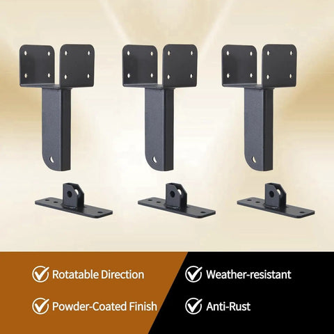 Three Piece Adjustable Roof Riser Brackets Kit In 304 Stainless Steel For Patio Garden Pergola Mounts, Beefy Heavy Duty Beams Brackets With 0 To 180 Degree Tilt, Weatherproof And Rust Resistant, Ideal For Wood Gazebo And Pergola Projects
