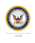 US Navy emblem decal included with the Patriotic Navy License Plate Frame Weatherproof ABS Plastic With Universal Fit