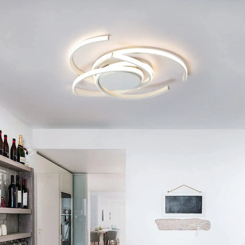 Modern LED Ceiling Light Semi Flush Mount Remote Dimmable White Fixture For Living Room Dining Room Kitchen Bedroom Kids Room 21 Inch Low Profile Contemporary Interior Lighting