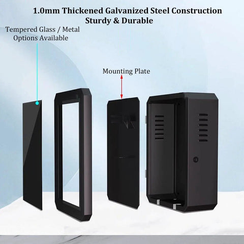 Solid EV Charger Enclosure Heavy Duty Weatherproof Shell For Outdoor Stations, showcasing steel construction and mounting plate.