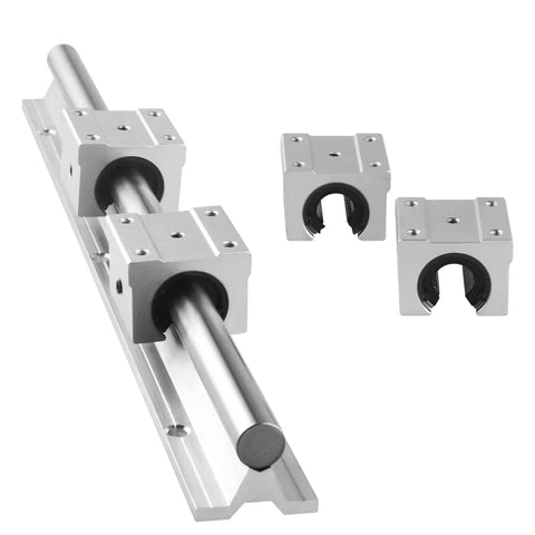 SBR16 Linear Rail Guide 300MM Slide Rail Kit With Four SBR16UU Bearing Blocks And Four 16MM Mounting Rings for CNC installation.