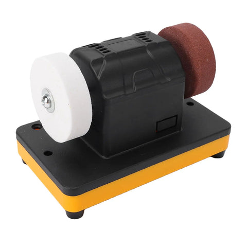 Badass Compact Cordless Mini Bench Grinder 3 Inch features dual grinding wheels for portable polishing tasks.