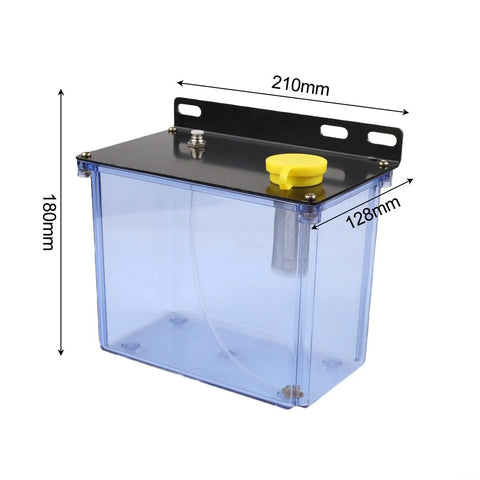 Sileduove 3L CNC Lubrication Water Box With Integrated Filter For Lathe Mill Drill Machine, clear tank dimensions 210x128x180mm.