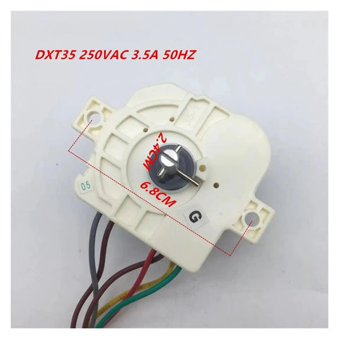 6 Wire Flat Washing Machine Timer Switch Control, 35 Minute Cycle Dial Replacement Part with wiring and dimensions shown.