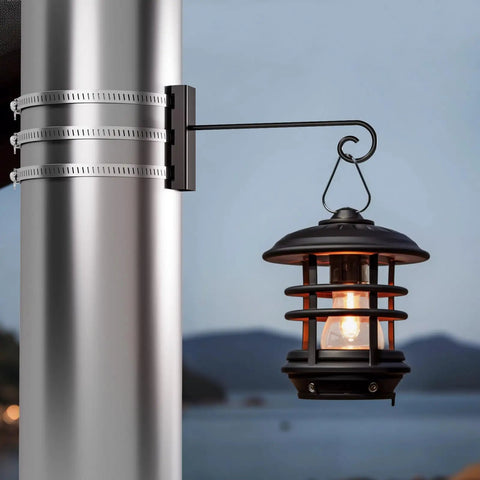 Two Pack Bird Feeder Hangers Kit With Adjustable Clip Rings Pole Mounts Outdoor Hanging Brackets For Lanterns Camping Or Backyard Birding Tree Branch Mounts Sturdy Rust Resistant Iron Adjustable 130 To 152 cm Length
