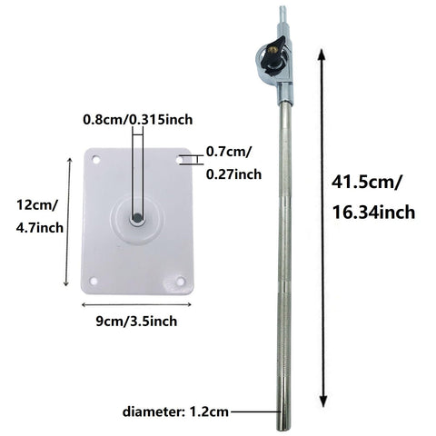 Electronic Drum Module Mount Holder With Adjustable Rod Plate dimensions shown