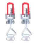 Beefy Adjustable Toggle Draw Latch Clamps With Lock Hole, 2 Pack Galvanized Iron Pull Latches, red handle, for cabinets