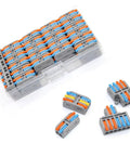 Get This Compact Mini Push In Wire Splitter Terminal Block For Easy Tool Free Splicing Of Solid Stranded And Flexible Copper Wires In Your Home Electrical Or Lighting Projects With Flame Retardant Pa66 Housing And Secure Tin Plated Contacts Rated For. compact grey mini wire splitter terminal block set in plastic case