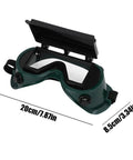 Heavy Duty Auto Darkening Welding Goggles With Snap Switch Lenses For Arc Cutting And Grinding Offer Rock Solid Eye Protection And All Day Comfort On Any Job Site, green goggles with lenses open, showing dual lenses.