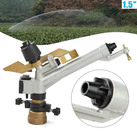 Top Pick Heavy Duty One Point Five Inch Impact Sprinkler For Backyard And Farm Irrigation Featuring 360 Degree Adjustable Head.