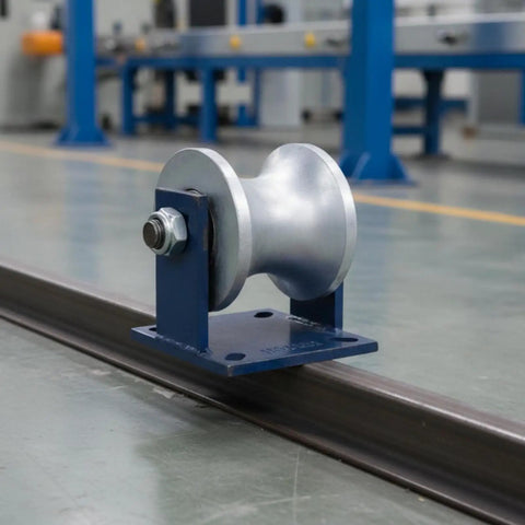 Smooth Operator V Shaped Gate Track Roller With Rock Solid 130X130mm Mounting Base on steel track for sliding gate operation.