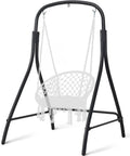 Beefy Heavy-Duty Steel Hammock Chair Stand With 400 Lbs Capacity, Adjustable Height From 73.2 To 77.2 Inches, Dual-Use Indoor Outdoor Swing Stand, Hammock Chair Not Included, Black, front view