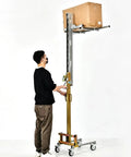 Heavy Duty Portable Mobile Lifting Stacker Tool That Lets You Boss Cabinets Into Place With Ease For Epic Home Makeovers And Serious Workshop Jobs Today, in use with a box.