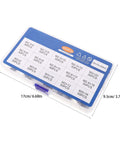 Self Tapping Screws Assortment Kit, 450pc Set With Cross Round Head, in storage box with sizes and measurements shown