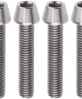 Badass Titanium Hardware Kit Six Piece M8x40mm Inner Hexagon Full Thread Bolts showing six titanium bolts with hex heads.