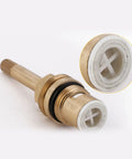 Built Like A Tank Brass Faucet Cartridge With Ceramic Valve Cores For No Nonsense Plumbing Repairs Heat Resistant and Smooth Glide. Single brass cartridge with ceramic core detail.