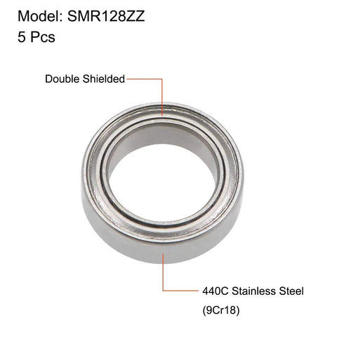 Double Shielded Deep Groove Ball Bearings 8mm Inner Diameter 12mm Outer Diameter 3.5mm Thickness 440C Stainless Steel Abec Zero Tolerance Five Pack