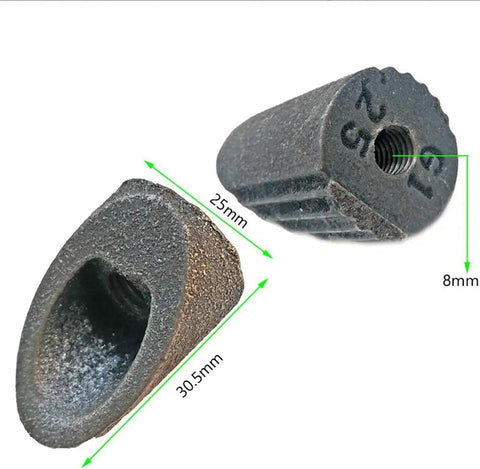 Close-up of Quill Stem Wedge Nut Replacement Adapter Set For M8 Thread, 22.2mm And 25.4mm Fit, showing dimensions and threaded hole.