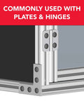 1/4 20 Flanged Button Head Socket Cap Screws Black Zinc Steel Heavy Duty Gang Pack For Smooth Aluminum Builds Rock Solid DIY Hardware Assortment 250 Pieces shown with hinges in aluminum frame.