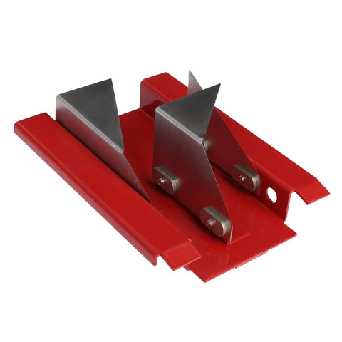 Heavy Duty 1.5 Inch Duct Board Cut Off Tool With Heat Treated Stainless Steel Blades and Steel Sled Frame on red base