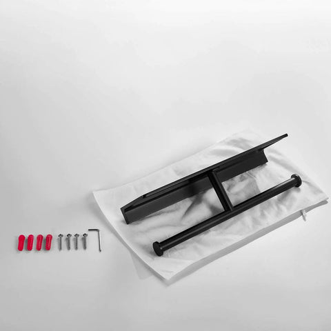 Double Roll Toilet Paper Holder With Shelf Matte Black Brass Finish, Hotel Style Tissue Dispenser with included hardware kit