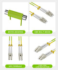 Heavy Lifting Om5 Lc To Lc Multimode Fiber Patch Cable 1 Meter 100Gbps 5 Pack showing UPC ferrules and low loss features.