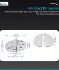 Product dimensions of Ultra Durable Heavy Duty Marine Grade Stainless Steel Hinges Badass Corrosion Resistant Twist Lock Catches.