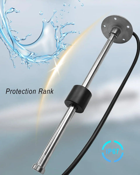 Badass Zero To Ninety Ohm Boat Fuel Sending Unit showcasing stainless steel construction and IP67 protection for marine usage.