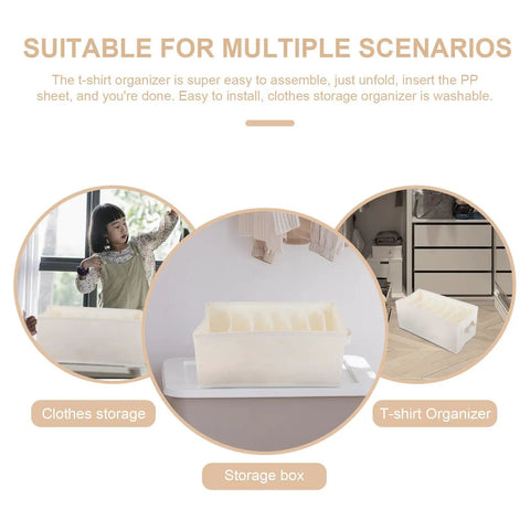 Multi Grid Linen Cotton Closet Organizer Drawer Box With Durable Fabric Dividers designed for sorted clothes storage and easy use.