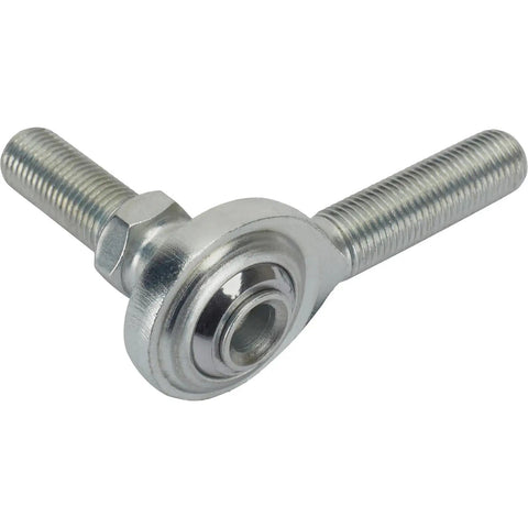 3/8 Inch RH Male Heim Joint Rod End With Stud Zinc Plated Steel And Teflon Lined Spherical Bearing side view for smooth linkage.