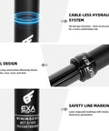 Detail view of Cable-Less Hydraulic Dropper Seatpost for MTB E-Bike and Road Bikes highlighting seal and safety line marking.