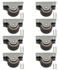 Eight Pack Mini Fixed Caster Wheels, 1 Inch Low Profile TPE Rubber Casters With Screws For Furniture and DIY Projects