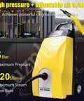 Tritious 3000W High Pressure Steam Cleaner And Handheld Steamer For Cleaning Grout Tile Hardwood Floor Carpet Auto Car With Instant Heat Triple Safety Overheat Protection Portable Heavy Duty Deep Clean Machine, yellow design with hose.