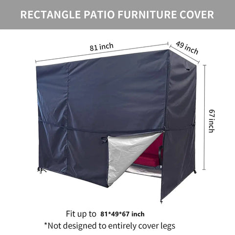 Triple Seater Hammock Swing Cover For Outdoor Use Waterproof And UV Resistant All Weather Shield 81x49x67 Inches 210D Oxford Fabric