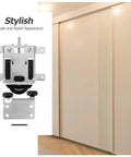 Heavy-Duty Stainless Steel Sliding Door Roller Kit With Double Bearings showing a pulley and sliding doors in a stylish finish.