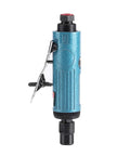 Slick Compact Air Pneumatic Angle Grinder For Fast Cut Through Metal And Rust With No Fuss Handling And Smooth Quiet Grinding Action For Any Pro Shop Or Garage In Metallic Blue, side view.