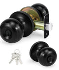Keyed Entry Door Knob Set Matte Black 6 Pack For Exterior And Interior Doors With Lock And Key Left Or Right Handed ANSI