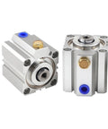 Compact Single Acting Pneumatic Air Cylinder From Ssa Series with stainless steel finish, used in precision push operations.
